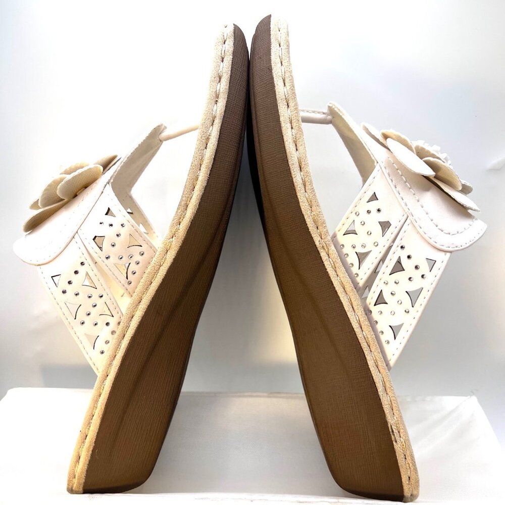 Cliffs by White Mountain Cynthia-White Rhinestones. 8W-Thong 1 1/2" Heel-Comfy - Picture 13 of 16